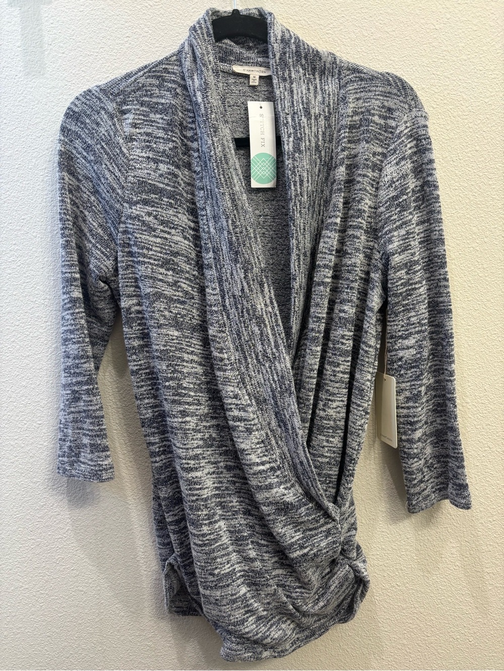 41 Hawthorn Heathered Gray Twist-Front Wrap Cardigan